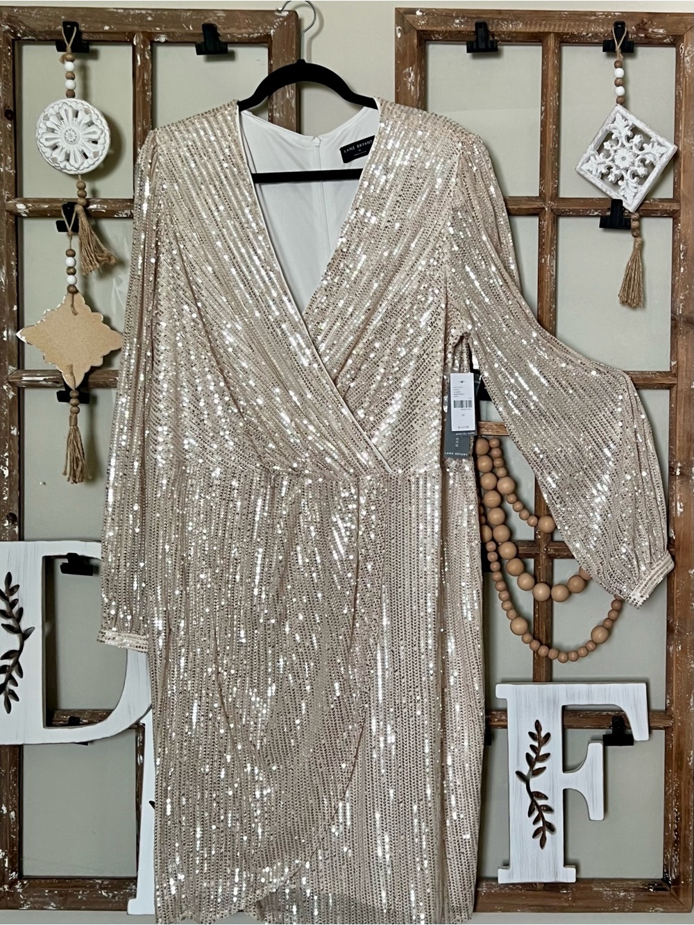 Lane Bryant Gold Sequin Wrap Dress